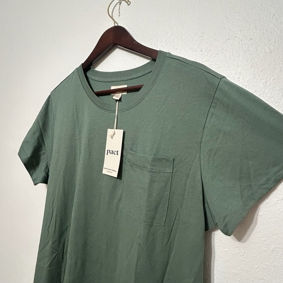 NWT Pact Dark Forest Green Softspun Short Sleeve Tee Dress Womens Size XL - Picture 4 of 11